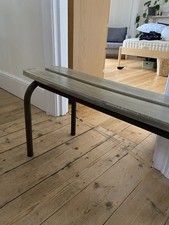 Vintage Wooden Painted School Bench Seat with Metal Frame. Great Condition