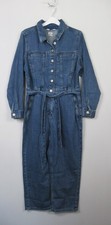 Marks & Spencer Womens  Denim Long Sleeve Belted Jumpsuit Size 8 - 22 - New