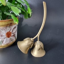 Vintage Brass Small Bell Ringing Servant Gold 6in Tall Hotel