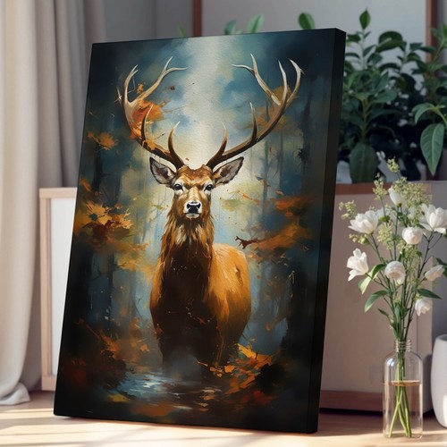 Stag expressionism canvas - stag,