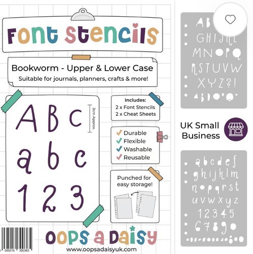 Oops daisy font stencils - oops, a