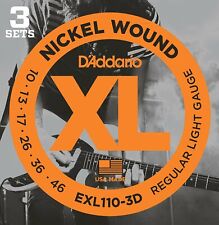 D'Addario 10-46 Electric Guitar Strings EXL110-3D Regular Light X3 SETS
