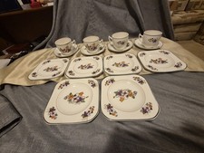 Vintage Coronet Ware Parrott & Co 14 Pc Part Tea Set Pansy Floral Design 1930s