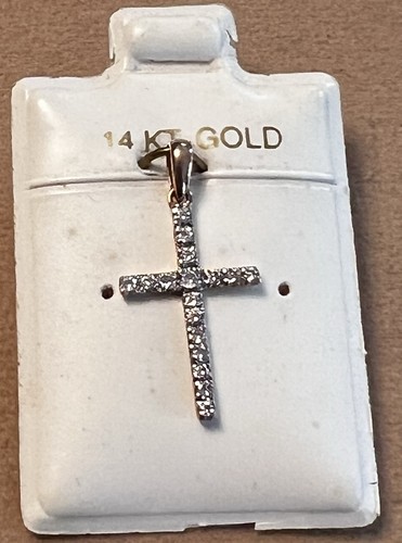 14k gold diamond cross - gold,