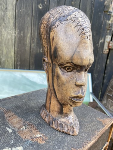 Vintage tribal carved head - carved,