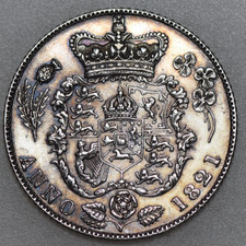 1821 GEORGE IV SIXPENCE, BRITISH SILVER COIN, aBU, ATTRACTIVE TONE