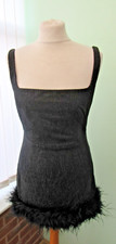 DRESSMEZEE Size L Black Feather Hem Dress BNWOT