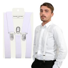 Unisex Plain Suspenders Sturdy Strong 25mm Y Shape Braces for Trouser 