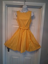 Lindy Bop Yellow Fit Flare Sleeveless Dress Size 12 1930s 1940s