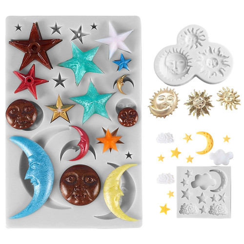 Sun moon star cake - star, fondant