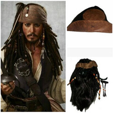 Pirates of the Caribbean Jack Sparrow Cosplay Hat/wig /beard Halloween accessory