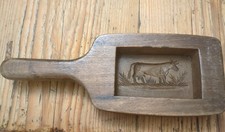 Antique Wooden Butter Mould With Wheat Sheaf Pattern.