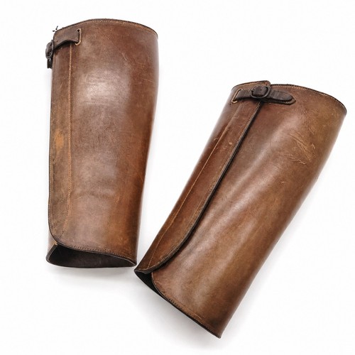 Ww1 officers leather gaiters - leather,