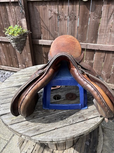 Brown leather pony saddle - brown,