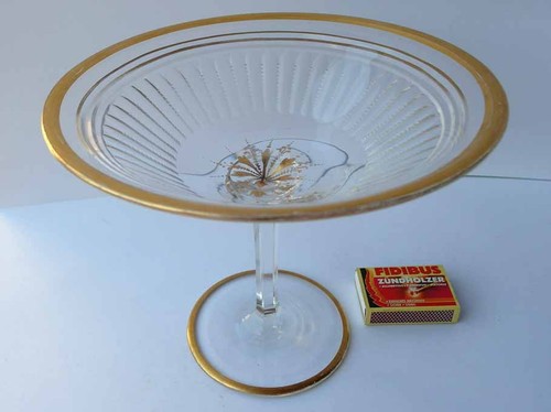 Old glass vase foot - bowl,, gold