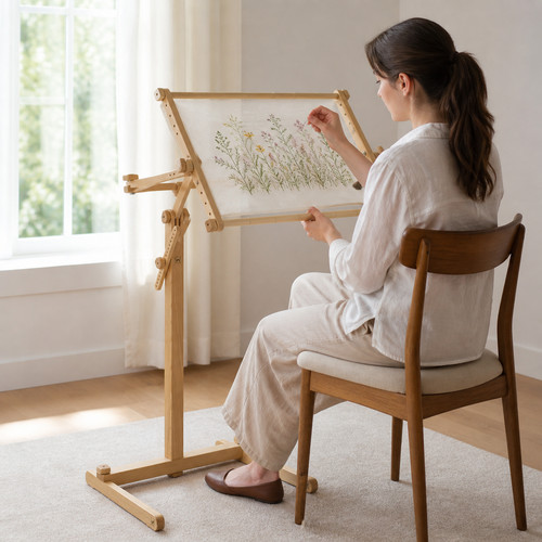 Wood embroidery stand - stand, floor