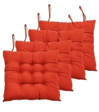 Red Seat Pads Tie on X 4 Dining Garden Room Patio Kitchen Chair Outdoor