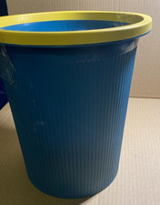 ASelected 16L Plastic Waste Paper Basket, Blue Round Small Trash Can Wastebasket