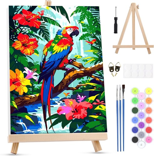 Bird parrot framed - paint, by