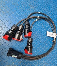 Socapex Male to 4 x 4 Pin 16A 400V Red CeeForm Female Splitter( red), 1 meter