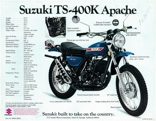 Suzuki brochure ts400 ts400k - ts400,