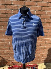 Abercrombie And Fitch Polo Shirt  Navy Stripe Muscle Fit Large M