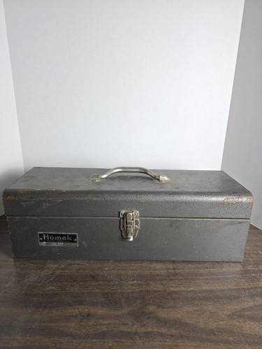 Vtg homak grey metal toolbox - vtg,