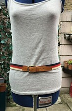 Regent Belt Company Vintage Slim Leather Ends Fabric Tan Belt Sz L 37-39In