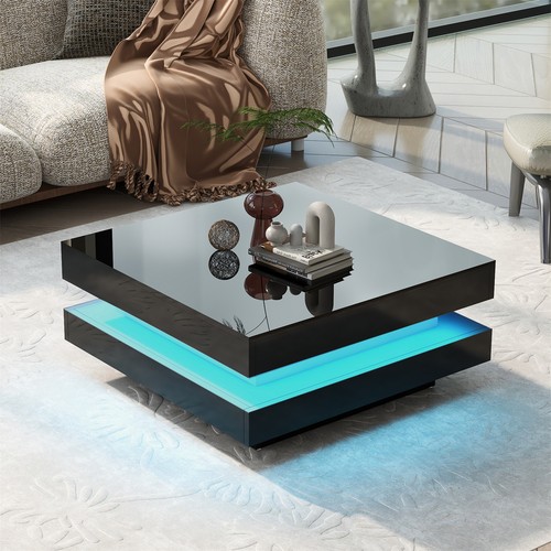 Square coffee table black high - table,