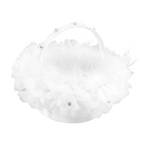 White flower girl basket - white,