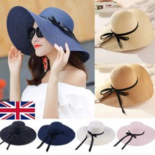 Floppy Foldable Ladies Women Straw Beach Sun Hat Summer Travel Wide Brim Cap