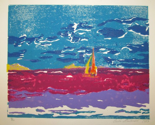 1987 signed woodblock - ,