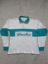 Vintage Benetton Green Rugby Shirt 46 Made In Italy (Fits Like M-L)
