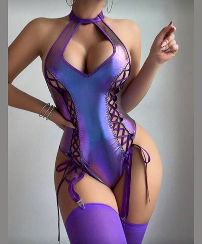 Metallic purple faux leather - purple,