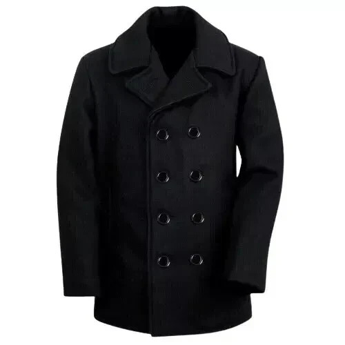 Mens navy black pea coat - us,
