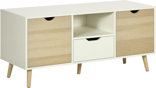 White wood effect unit - white, tv