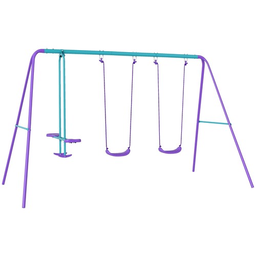 Metal swing set with seesaw - with,