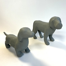 2 x Paper Mache Dogs Dachshund