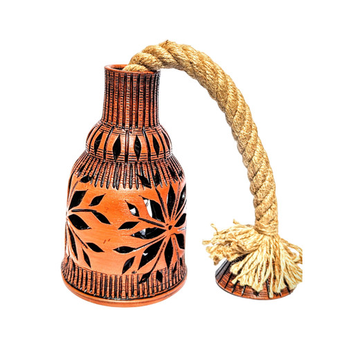Terracotta clay pendant light - terracotta,