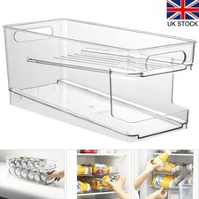 2-Layer Rolling Can Dispenser Plastic Fridge Beer Tin Holder Organiser Soda Rack