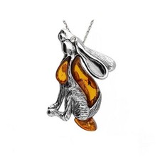Moon Gazing Hare Amber Pendant
