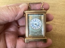 Miniature Mechanical Carriage Clock, Brass with Porcelain Panels ~ Fully Working