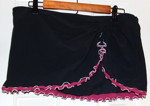 Black purple ruffle - black,