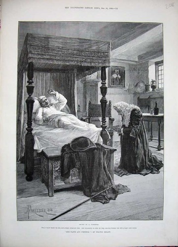 Original old antique print - old,
