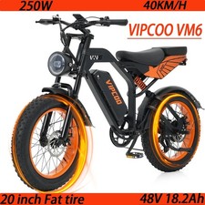 VIPCOO VM6 250W E-Mountain Bike 48V 18.2Ah 20inch Fat Tire Off Road Bike 7 Speed