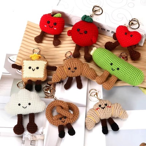Cute knitted plush keychain - knitted,