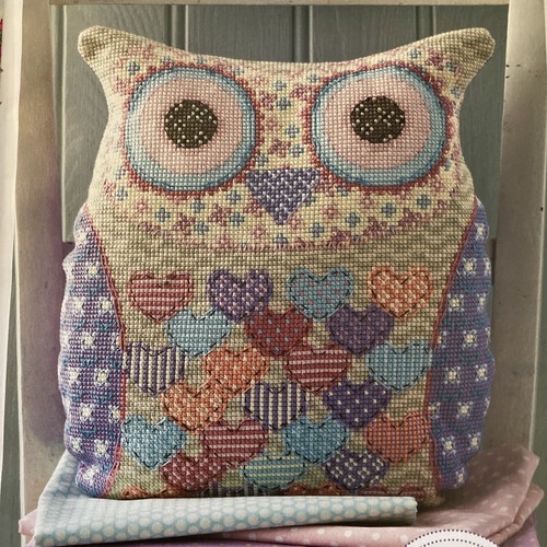 Patchwork owl cushion cover