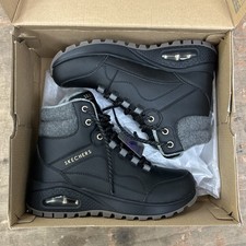 Skechers Womens Black Boots Uno Rugged Memory Foam Sketchers 177179/BBK