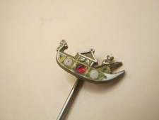 Antique / Vintage Stick Pin Tie Cravat Mixed Metal With Gondola