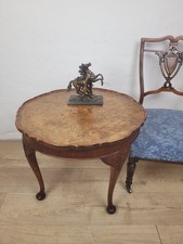 Walnut Coffee Side Table Circular Scalloped Cabriole Carved Postage Available